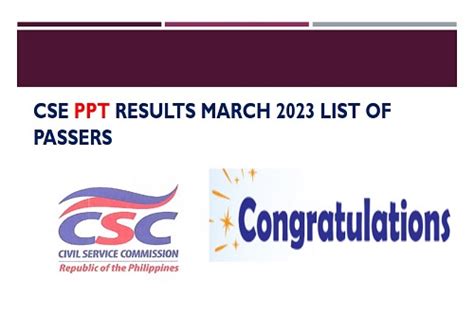 csc result march 26 2023|LIST OF PASSERS: March 2023 Civil Service Exam Results .